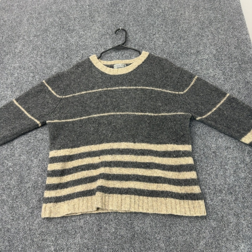 Le Trente Et Un Sweater Mens XXL Grey Wool Blend Striped Crew Neck Casual